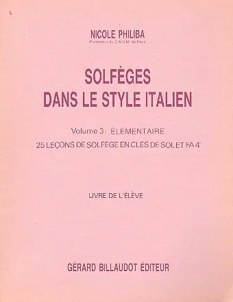 Preis Gesenkt Solfèges dans le style Italien vol.3