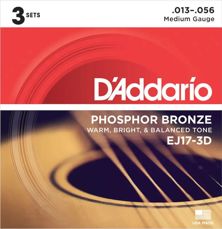Garantierte Lieferung D'addario And Co PHOSPHOROUS BRONZE STRINGS FOR ACOUSTIC GUITAR EJ17-3D MEDIUM 13-56 3-PLAYERS