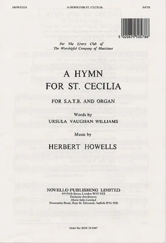 Kostenfreie Lieferung A Hymn for St. Cecilia for mixed chorus