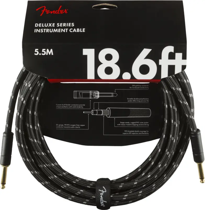 Aktuell Fender DELUXE INSTRUMENT CABLE STRAIGHT/STRAIGHT 18.6' BLACK TWEED