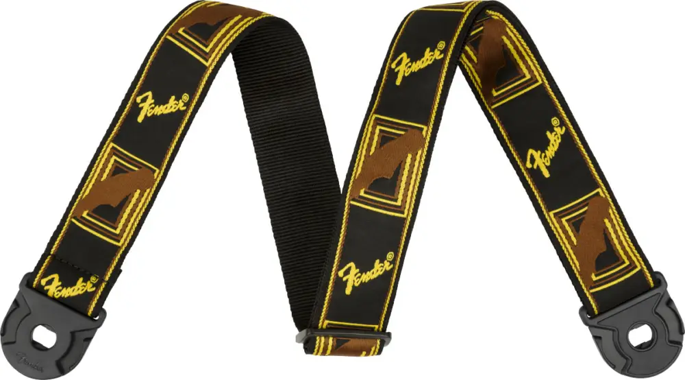 Abverkauf Fender QUICK GRIP LOCKING END STRAP BLACK YELLOW AND BROWN 2"
