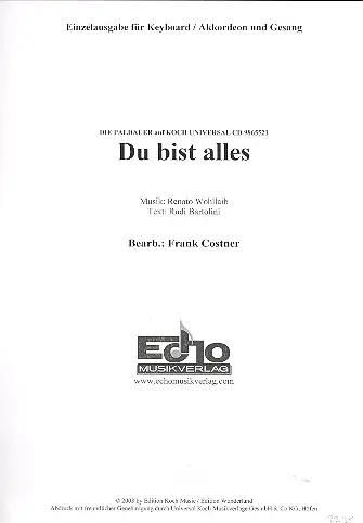 Nur Für Kurze Zeit Du bist alles: für Keyboard/Akkordeon/Gesang