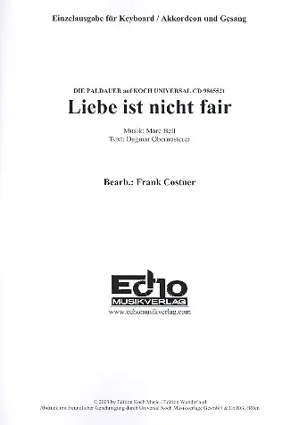 Liebe ist nicht fair: für Keyboard/Akkordeon/ Angebot