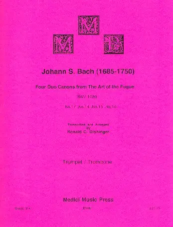 4 Duo Canons BWV1080 from The Art of the Fugue Neue Ware