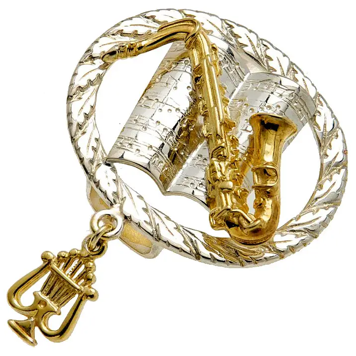 Direktkauf Art of Music-Brosche, Violinschl. Stein altgold