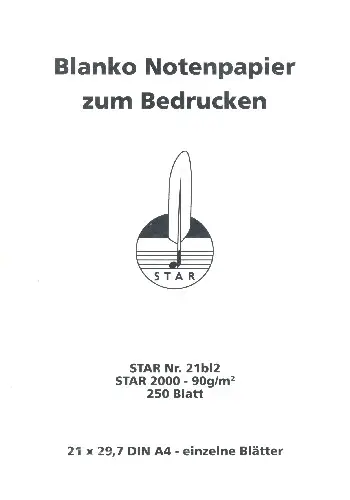 Notenpapier blanko zum Bedrucken Din A4 90 g/m 250 Blatt Gratis Versand