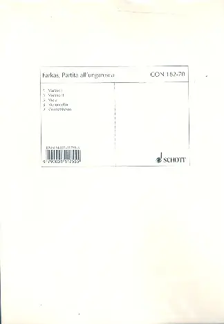 Begrenztes Angebot Partita all ungaresca